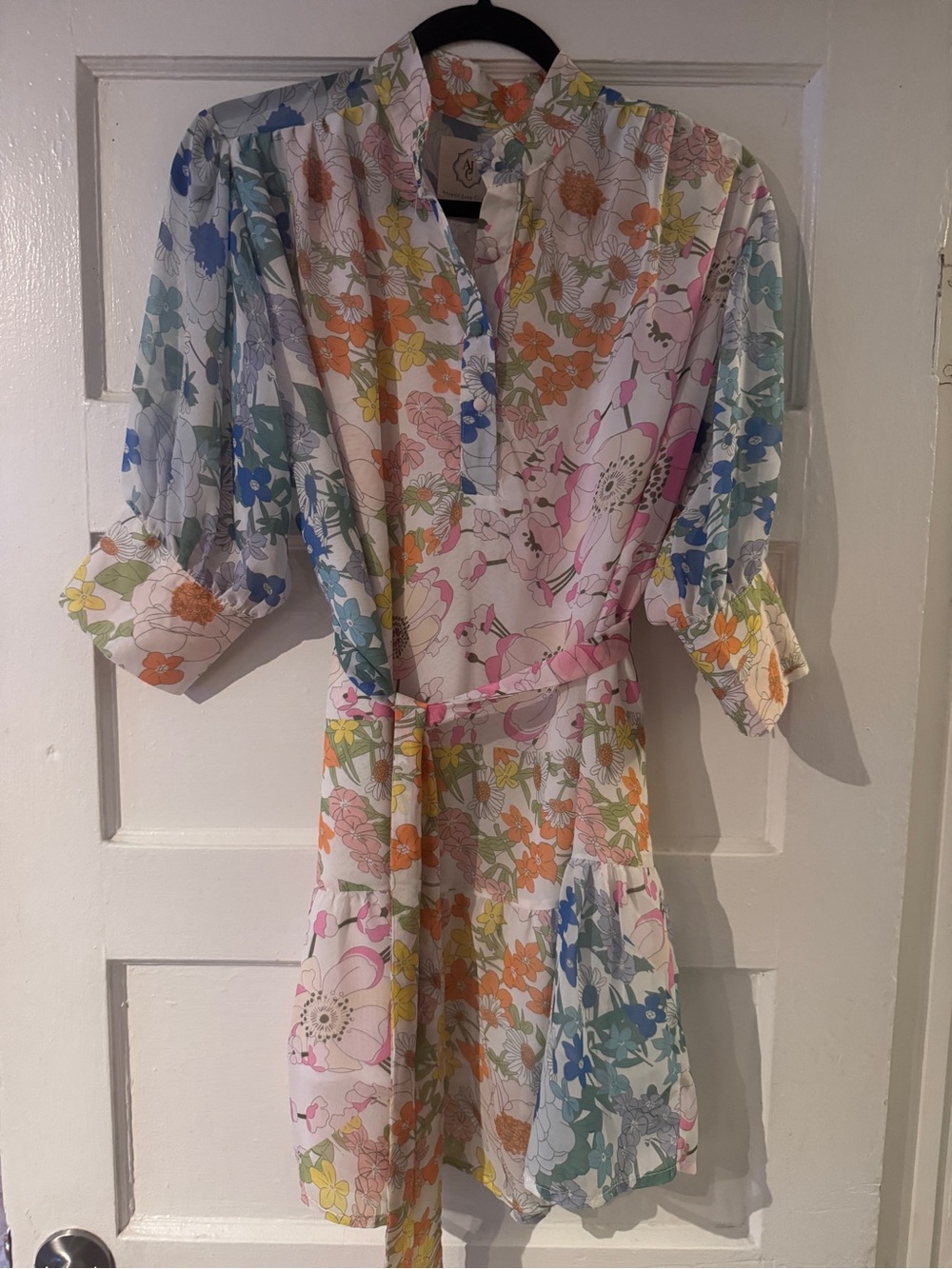 Floral Multicolor Belted Midi Dress